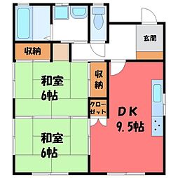 タケバヤシハイツ 2DKの間取図画像