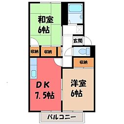 コーポ桜2 2DKの間取図画像