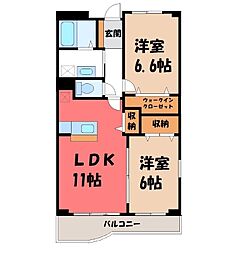 インターパークヒルズ 2LDKの間取図画像