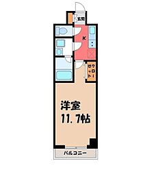 サンライズ宇都宮 1Kの間取図画像