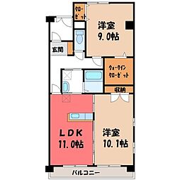 カーサソレアード 2LDKの間取図画像