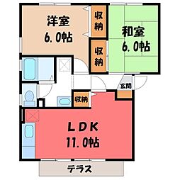 ネオ・アヴァンセ五代伍番館 2LDKの間取図画像