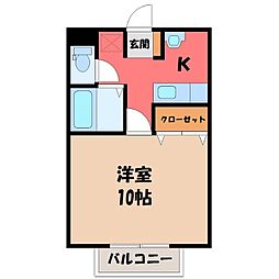サンパティーク 1Kの間取図画像
