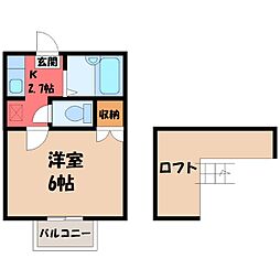 ネクステージ西川田第5 1Kの間取図画像