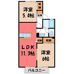 セジュール松本A 2LDKの間取図画像