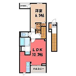 雀宮町アパート(028256101) 1LDKの間取図画像