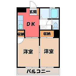 サンハイツPART1 2DKの間取図画像