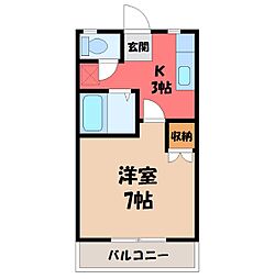 グランデージュFUJIA 1Kの間取図画像