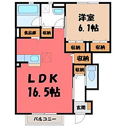 シェーン・ヴァルト 1LDKの間取図画像