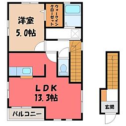ウエストコート 1LDKの間取図画像