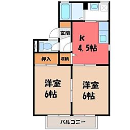 シエル駒生B 2Kの間取図画像