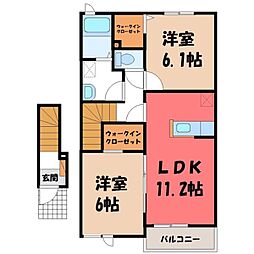 グローバルハイツ5 2LDKの間取図画像