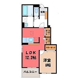 グレイスハイツA 1LDKの間取図画像