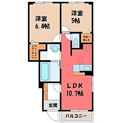 スカイ・ヒル 2LDKの間取図画像