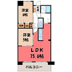 三向ハイツ元今泉 2LDKの間取図画像