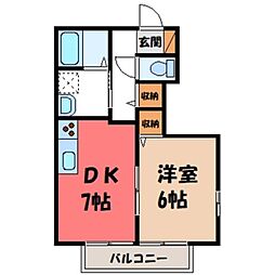 ハピネスA・F 1DKの間取図画像