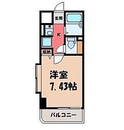 アサヒレジデンス5 1Kの間取図画像