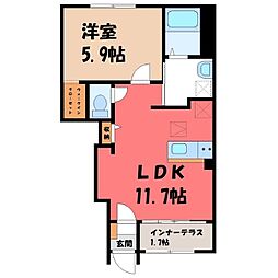 ブループラム 1LDKの間取図画像