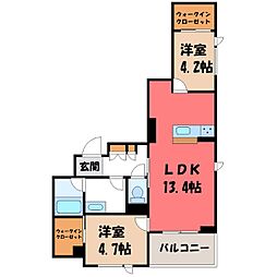 ザ プライム 今泉 2LDKの間取図画像