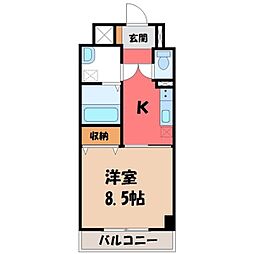 プラナス桜 1Kの間取図画像