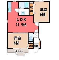 ヴィラルミエールA 2LDKの間取図画像