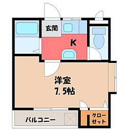 コスモ花園ハイツ 1Kの間取図画像