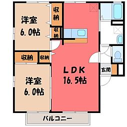 コーポ・セブンC 2LDKの間取図画像