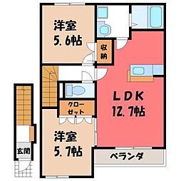 サンフィール 2LDKの間取図画像