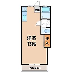 岩曽サンハイツ ワンルームの間取図画像