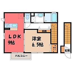 ヒルサイドスクウェアB 1LDKの間取図画像