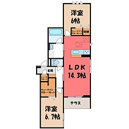 TORISIAS簗瀬 2LDKの間取図画像