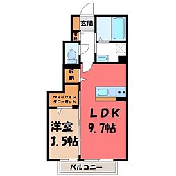 エクレール下栗C 1LDKの間取図画像