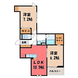 Presso-U 2LDKの間取図画像