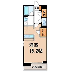 S-FORT宇都宮 1Kの間取図画像