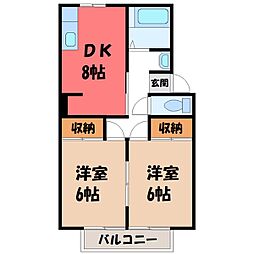 ラポートA館 2DKの間取図画像