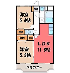 Y&Mシャルム川田 2LDKの間取図画像