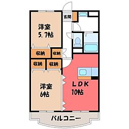 ミレニアムマンション 2LDKの間取図画像