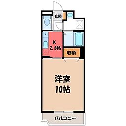グリーンシャトリエ2 1Kの間取図画像