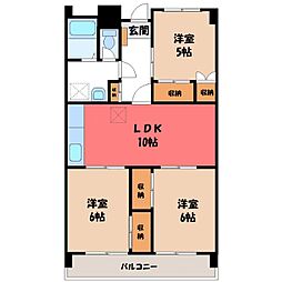 アビタシオン東宿郷 3LDKの間取図画像