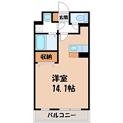 八幡山公園ザ・レジデンスB 1Kの間取図画像