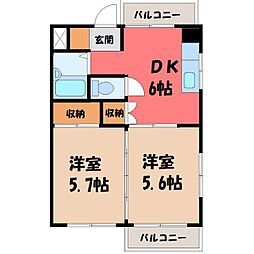 ハイツ霜越 2DKの間取図画像