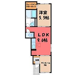 バリーフィールド B 1LDKの間取図画像