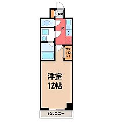 サンライズ宇都宮 1Kの間取図画像