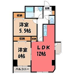 ひがしレジデンス 2LDKの間取図画像