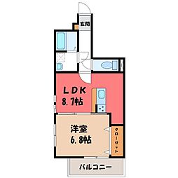 ヴィラージュエクセラン 1LDKの間取図画像