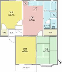 レジデンス寺尾 3DKの間取図画像