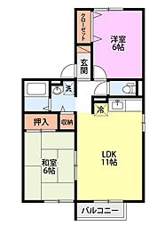 セジュール大通黄金A 2LDKの間取図画像