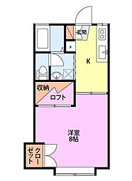 アコーダンス松田A 1Kの間取図画像