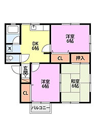 ハイムクローバー2 3DKの間取図画像