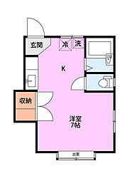 コーポトップ 1Kの間取図画像